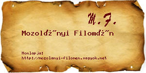 Mozolányi Filomén névjegykártya